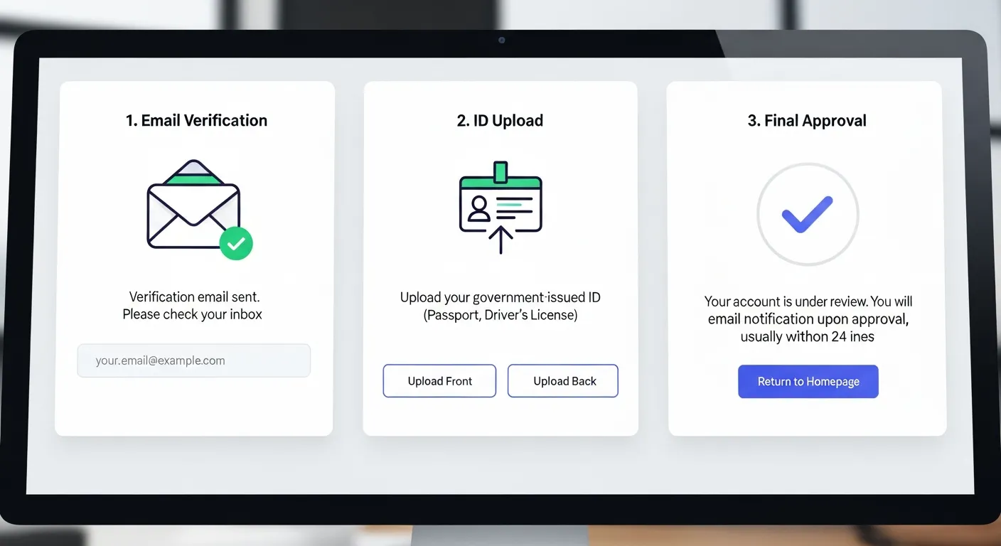 A visual representation of a streamlined online account opening process for a cryptocurrency exchang